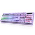 NPET K10 Gaming Keyboard, RGB Backlit, Spill-Resistant Design, Multimedia Keys, Quiet Silent USB Membrane Keyboard for Desktop, Computer, PC (Purple)
