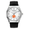 Men's Silver Clemson Tigers Leather Watch