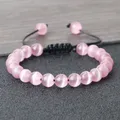 Bracelet de perles œil de chat pour femme pierre naturelle luxueuse bracelet tressé perles rondes