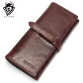 Portefeuille long en cuir de vachette véritable pour hommes porte-monnaie vintage portefeuilles