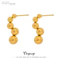 Yhpup – boucles d'oreilles à perles en acier inoxydable pour Femme Bijoux de haute qualité forme