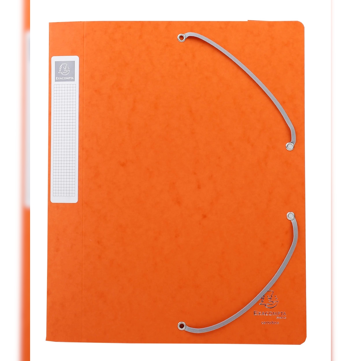 Exacompta 14017H 10x Archivbox Cartobox, flach geliefert Rücken 40mm aus Colorspan-Karton, mit 3 Klappen und Gummizug, 25x33cm für DIN A4 - Orange Image