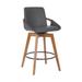 27 Inches Leatherette Swivel Counter Stool, Gray and Brown - 38 H x 19.5 W x 21 L Inches