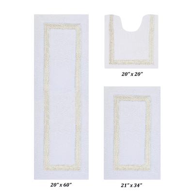 Hotel Collectionis Bath Mat Rug 3 Piece Set (20" x 20" | 21" x 34" | 20" x 60") by Better Trends in White Ivory