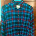 American Eagle Outfitters Tops | American Eagle Women’s Boyfriend Fit Flannel | Color: Blue/Black | Size: M