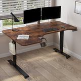 Inbox Zero Daycia Height Adjustable L-Shape Standing Desk Wood/Metal in Black | 59 W x 40 D in | Wayfair 019709E4055E4E0DBA04DF4544F7C279