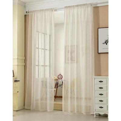 2er-Set Gardinen transparent mit Kräuselband Leinen Optik creme 140x225 cm - Woltu Image