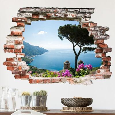 3D Wandtattoo - Ausblick vom Garten aufs Meer - Quer 3:4 Größe:60cm x 80cm