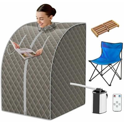 Mini-Dampfsauna, Mobile Heimsauna, Einstellbare Temperatur, Timer bis 90 Min., mit Fernbedienung,