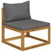 vidaXL Sectional Middle Sofa & Dark Gray Cushion Solid Acacia Wood - 26.8" x 27.6" x 23.6"