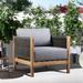 Sienna Patio Club Chair in Eucalyptus Wood with Gray Rope and Upholstery