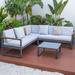 LeisureMod Chelsea Modern Black 3 Piece Outdoor Aluminum Sectional