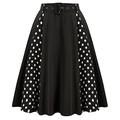 Women A-Line Swing Midi Skirt with Belt Retro Pleated Contrast Colour Dot High Waist Skirt XL