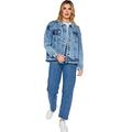 JMOJO Women’s Light Blue Denim Jacket Oversize Acid Wash Cotton Long Sleeve Western Vintage Style Jacket (20)