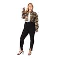 JMOJO Women’s Plus Size Long Sleeve Denim Jacket Camo Print Twill Cropped Army Jacket (22)