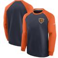 Men's Nike Navy/Orange Chicago Bears Historic Raglan Crew Performance Sweater