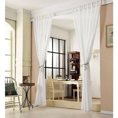 WOLTU 2er-Set Gardine Schlaufenschal transparent Leinenoptik weiß 140x175 cm Image