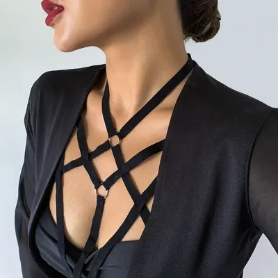 Exy-Soutien-gorge amissié avec bretelles élastiques pour femmes lingerie noire SFP tour de cou