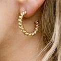 Free People Jewelry | 14k Gold Twisted Rope Earrings | Color: Gold/Silver | Size: Os