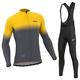 FDX Men's Classic Duo Winter Cycling Suit, Thermal, Lightweight Super Roubaix, Windproof Clothing Set, Long Sleeve Jersey with 3D Padded Bib Tight for Biking Riding, Outdoor Sports (Duo-Yellow-M)