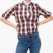 J. Crew Tops | J Crew Tartan Plaid Button Up Ruffled Collar Top Size Xs | Color: Red/White | Size: Xs