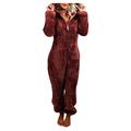 Binggong Jumpsuit Women's Cuddly Onesie Jumpsuit One-Piece Pyjamas Fleece Pyjamas Warm Sleepwear Bear Full Body Suit Leisure Suit with Hood Zip Sleep Overall Romper