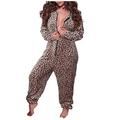 Binggong Women's Cosy One-Piece Pyjamas Sexy Jumpsuit Pyjamas Winter Warm Long Sleeve Sleepsuit with Zip Sleepsuit Onesie Jumpsuit Sleepwear