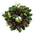 The Holiday Aisle® Holly Berry 24" Silk Wreath Silk in Green | 24 H x 24 W x 5 D in | Wayfair 868B7902031140EEA82BE66CB47F2458