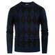 Mens Classic Style Diamond Pattern Thick Knit Warm Winter Sweater Black Blue XL