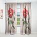 Designart 'Vintage Red Rose Flower II' Traditional Curtain Single Panel