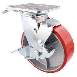 WAGNER Schwerlastrolle soft DIRECTION LOCK 3in1 - Ø 150 mm, Gusseisen, Einspritzdüsen, Bremse, Tragkraft 400 kg-04011501 Image