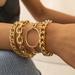 Free People Jewelry | Layered Link Chunky 4 Bracelets 14k Gold Plated | Color: Gold | Size: Os