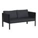 Indoor/Outdoor Loveseat with Cushions - Modern Steel Framed Chair with Storage Pockets, Black with Charcoal Cushions [GM-201108-2S-CH-GG] - Flash Furniture GM-201108-2S-CH-GG