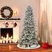 Sand & Stable™ 7'6" H Slender Green Spruce Frosted Christmas Tree w/ 400 Lights in White | 90 H x 46 W in | Wayfair