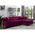 Red Sectional - House of Hampton® Crim 95" Wide Velvet Right Hand Facing Sofa & Chaise Velvet | 32 H x 95 W x 61 D in | Wayfair