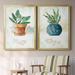 Winston Porter Potted Sage - 2 Piece Painting Set on Canvas Canvas, Solid Wood in Blue/Green/Indigo | 85 H x 30.5 W x 1.5 D in | Wayfair