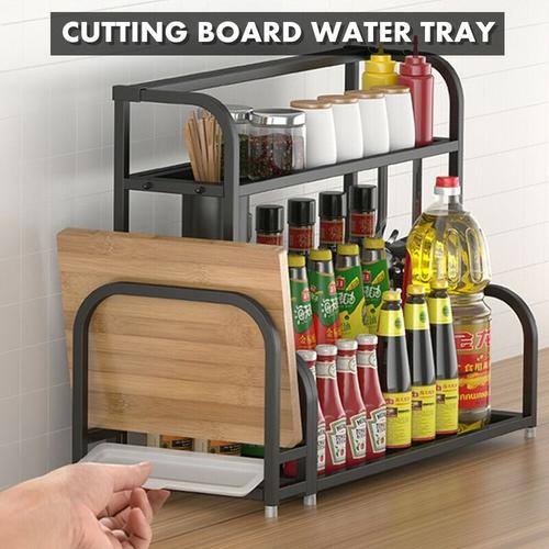 50cm Gewürzregal, Metall Regal Küche Gewürzhalter ohne Bohren Gewürzgläser Organizer, Gewürzregale