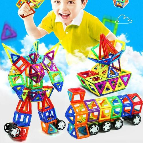 INSKER 32pcs Puzzle magnetische Lernblöcke Bau Gebäude Spielzeug für Kinder