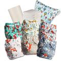Littles and Bloomz Baby Reusable Pocket Nappy Cloth Diaper, Standard Popper, 6 Nappies + 6 Inserts, 1 Disposable Bamboo Liner, 1 Wet Nappy Bag, 618PM6
