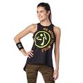 Zumba Open Back Tank Tops for Women Dance Fitness Graphic Print Loose Fit Workout Tops, Black Move, M