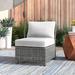 Wade Logan® Mosier Patio Chair w/ Cushions Wicker/Rattan in Gray/Blue/White | 32.5 H x 25 W x 31.5 D in | Wayfair 6E7FE4C5B4344C37933CD0BAAF01ED1A