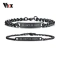 Vnox-Bracelets d'amoureux en acier inoxydable pour hommes et femmes gravure gratuite étiquette