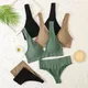 Ensemble de sous-vêtements sans couture pour femmes lingerie de sport soutien-gorge en V profond