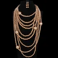 Collier chaîne de perles multicouche pour femmes bavoir de perles mariage nigérian accessoires
