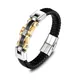 KALEN – Bracelet de motard en cuir et acier inoxydable Bracelet en Fiber de carbone pour hommes