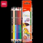 Deli – crayons de couleur double 12/24 couleurs fournitures pour école d'art dessin peinture de