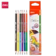 Deli – crayons de couleur double 12/24 couleurs fournitures pour école d'art dessin peinture de