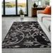 Homeroots 5' x 7' Black Gray and White Floral Vines Area Rug