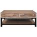 Brown Large Rectangle Wood Coffee Table with Lift Top Cocktail Table Bottom Shelf