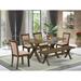 East West Furniture Dining Set- a Dining Table and Dark Khaki Linen Fabric Parson Chairs, Distressed Jacobean(Pieces Options)